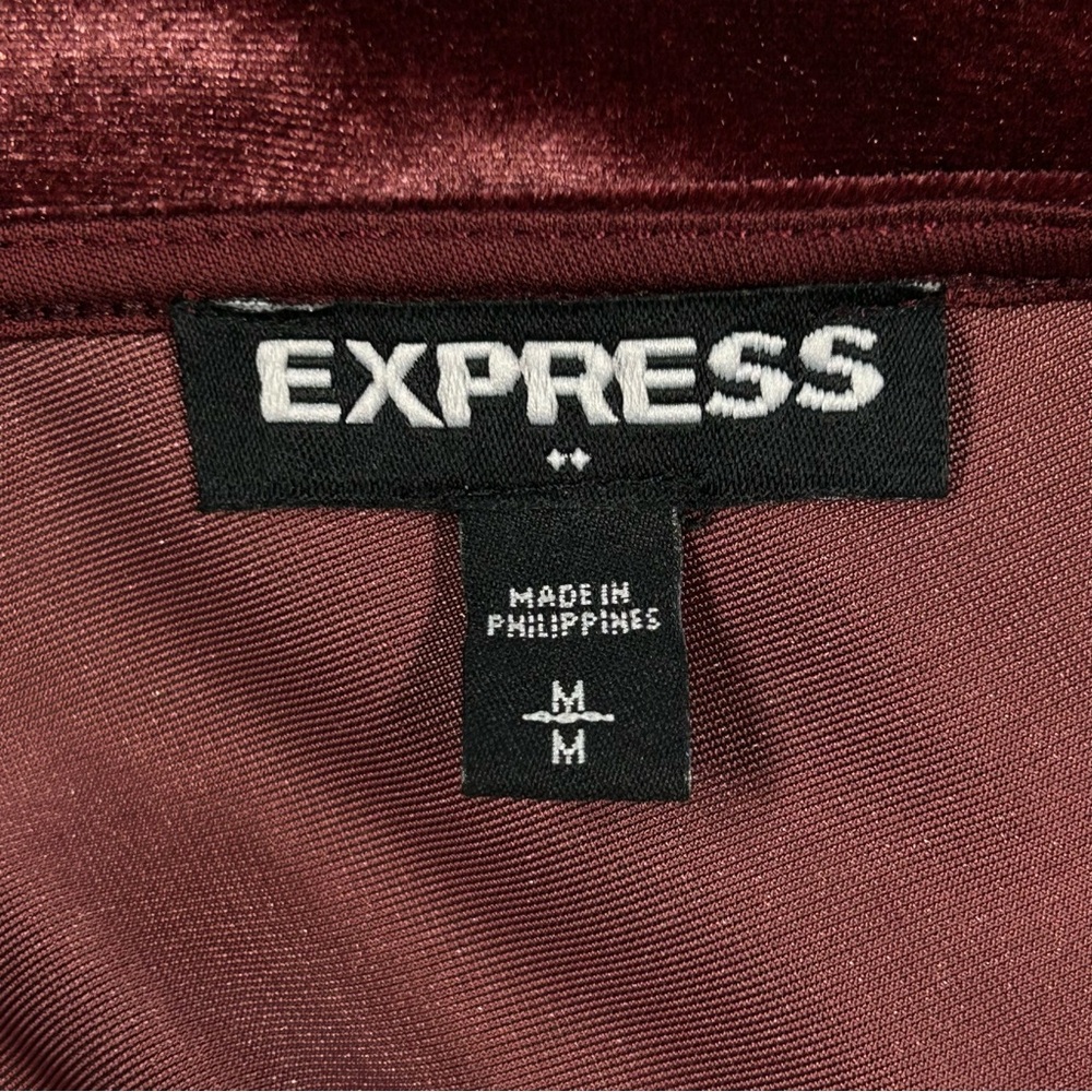 Express Womens Velvet Dress Size‎ M Stretch Knee Length Pull On Red Regencycore - Picture 7 of 8